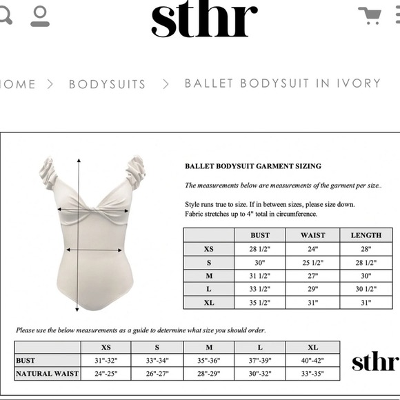 sthr Ballet Bodysuit in Ivory size Large - Picture 9 of 9